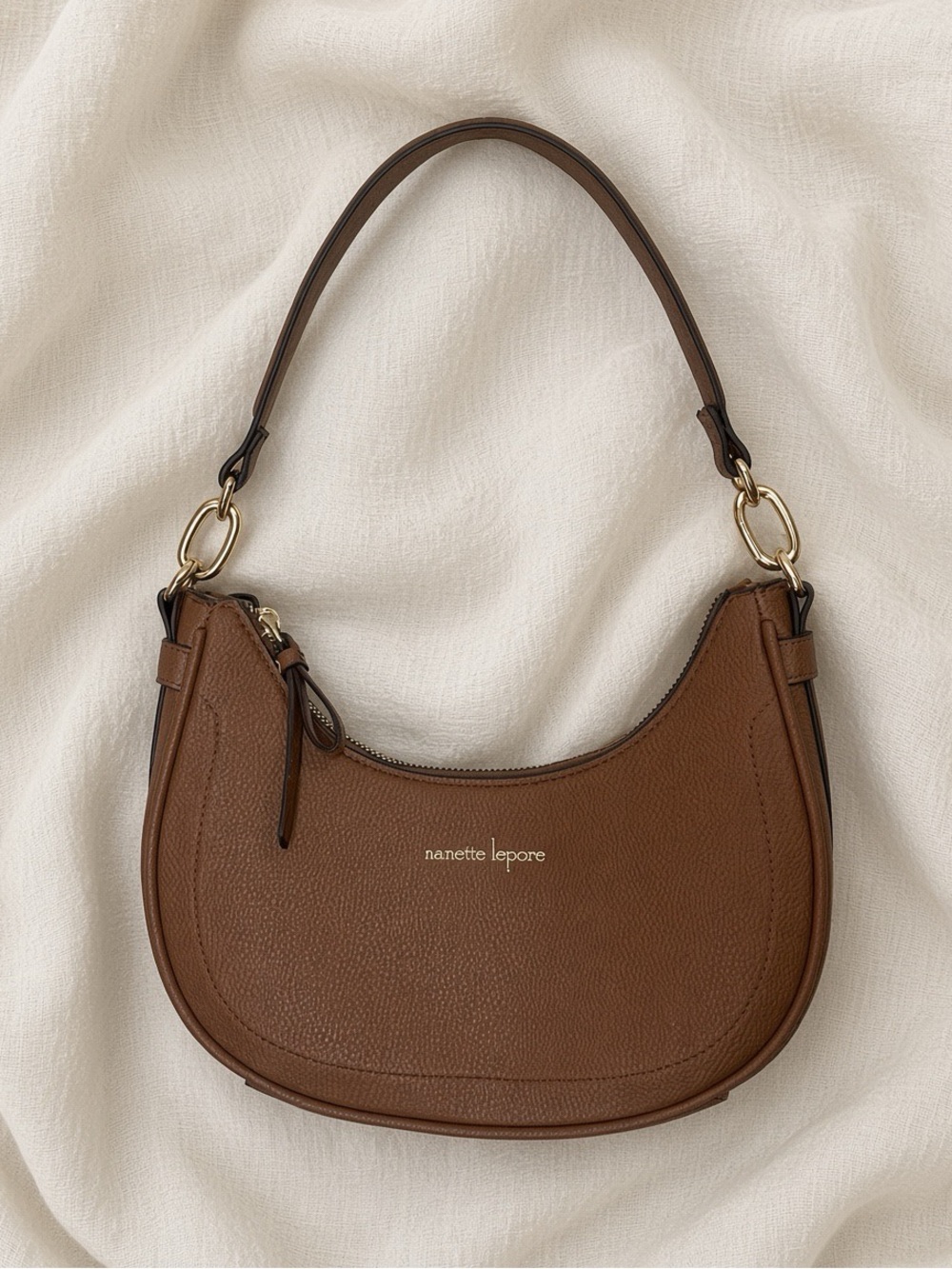 Nanette Lepore Brown Crescent Leather Shoulder Bag
